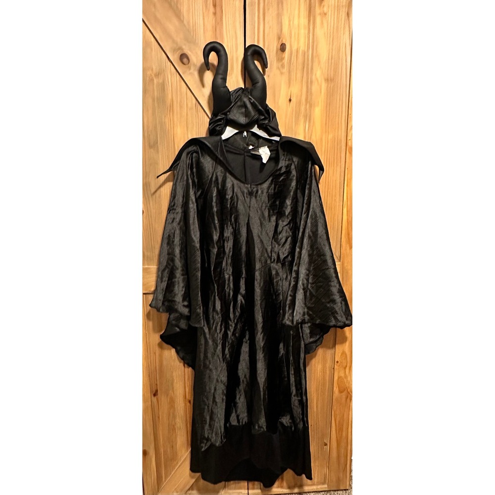 Disney Maleficent Costume Women Medium 8-10 Black Dress with Horns Headpiece